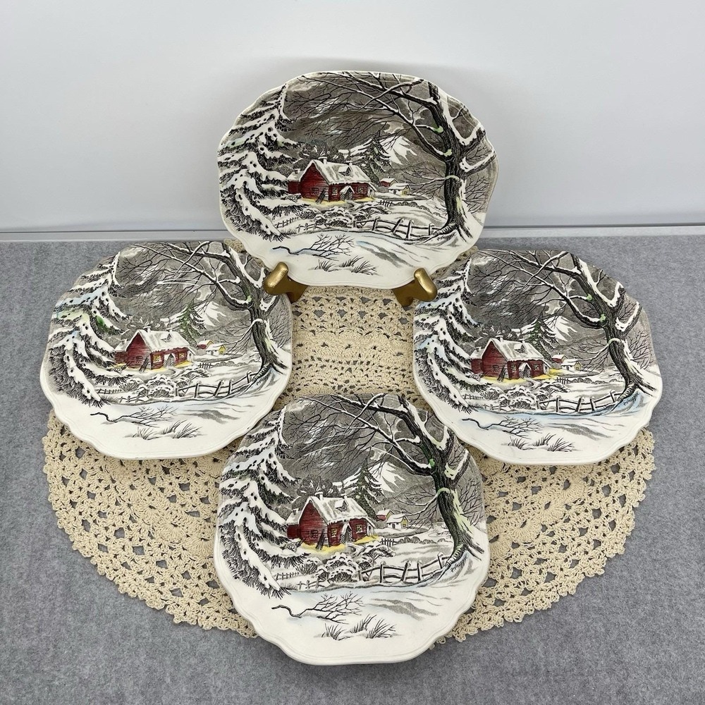 Vintage 1955 J &G Meakin Welcome Home Dessert Bread Plate Set Of 4 Discontinued